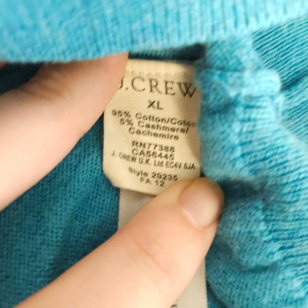 J.Crew Cotton Cashmere V-Neck‎ Pullover Sweater Men's XL Blue - Picture 4 of 7